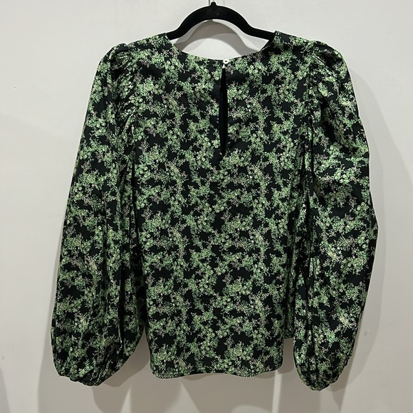 Sofie Schnoor Floral Balloon Sleeve Blouse Green/Navy - Picture 11 of 13